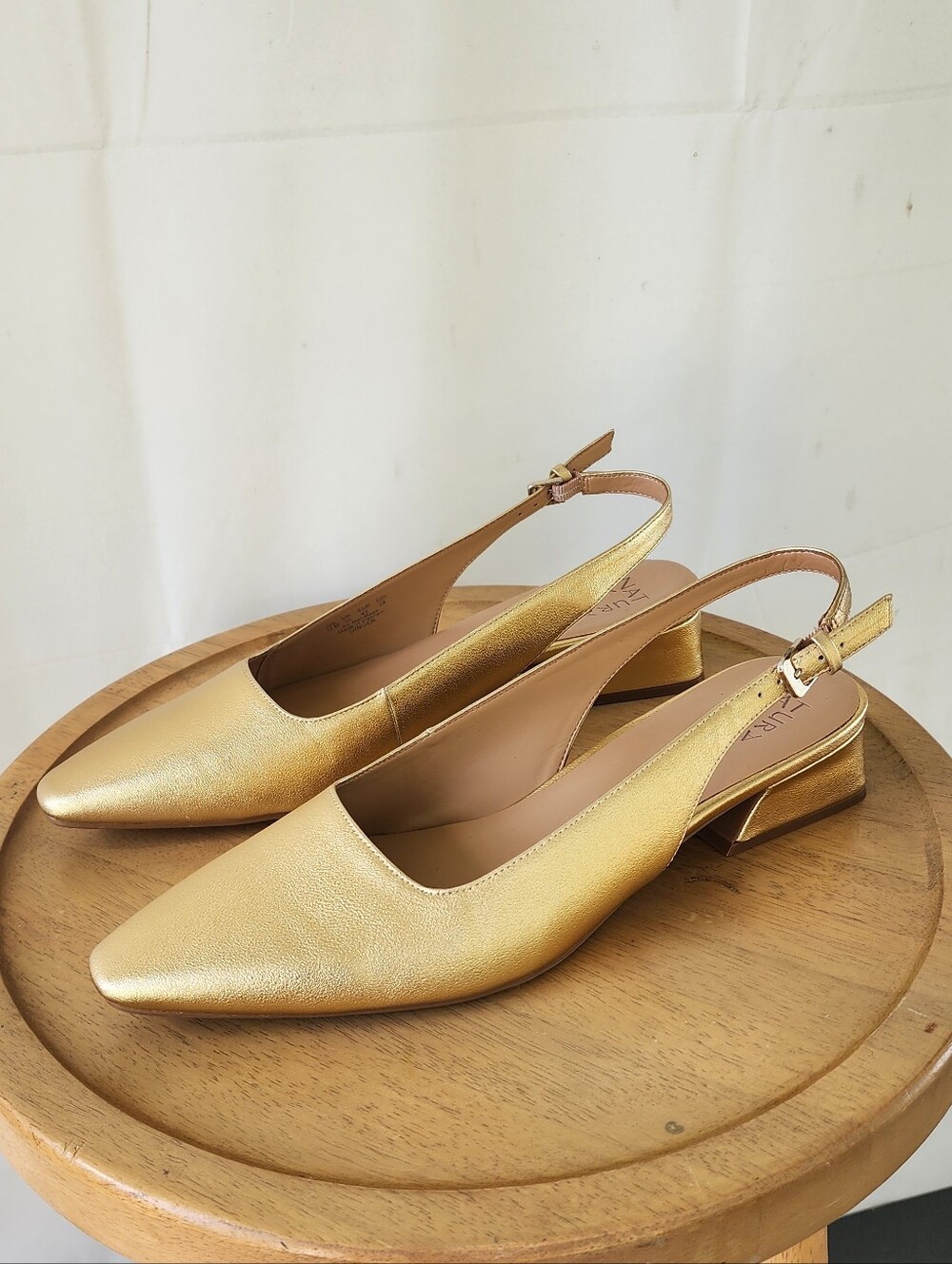Naturalizer Ginget Gold Slingback Low Heel Pumps